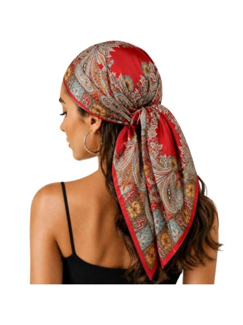 Women's Polyester Satin Square Scarf 35 Inch Floral Hair Neck Wrap Bandana